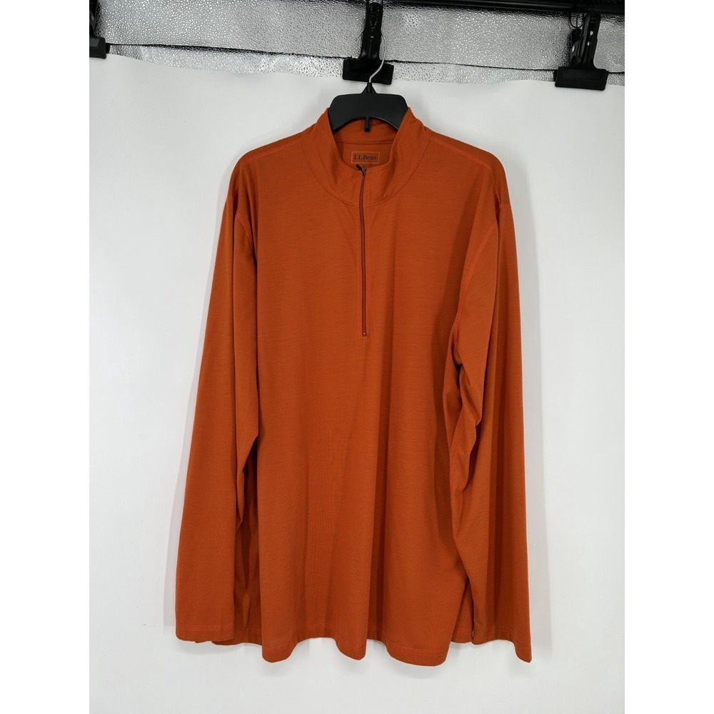 LL Bean Sweater Mens XLT Orange Lightweight Performance 1/4 Quarter Zip Pullover